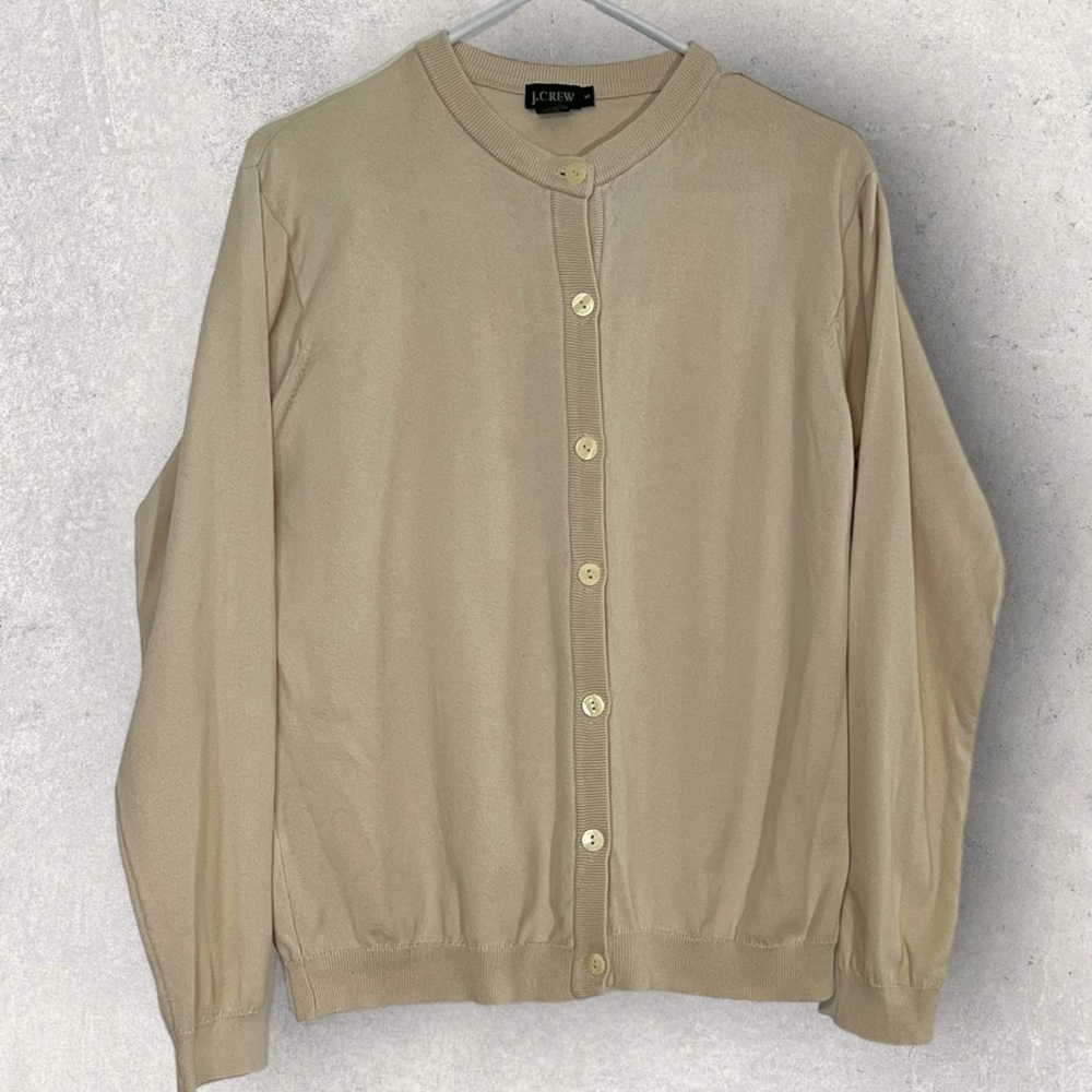 J Crew Cream Women’s Cardigan Small Button Career Business Sweater 100% Cotton